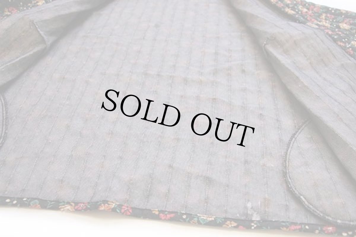 画像5: 80s HABAND 花柄 総柄 スタンドカラー キルティングジャケット 黒 42 (5)