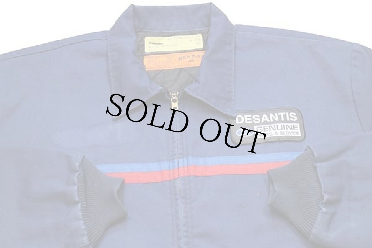 画像3: 90s メキシコ製 RED KAPレッドキャップ DESANTIS Fordフォード パッチ付き ライン入り キルティングライナー ワークジャケット 紺 M-LN (3)