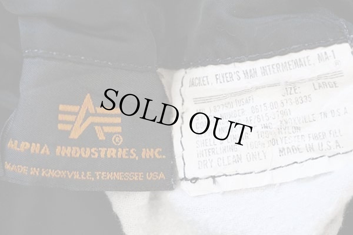 画像4: 90s USA製 ALPHAアルファ MA-1 フライトジャケット 黒 L (4)