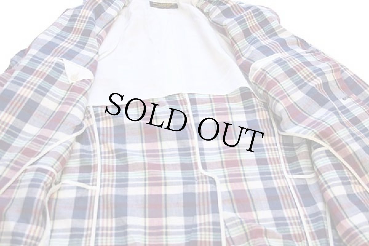 画像5: 80s USA製 BROOKS BROTHERSブルックスブラザーズ マドラスチェック 3つボタン テーラードジャケット 44L (5)