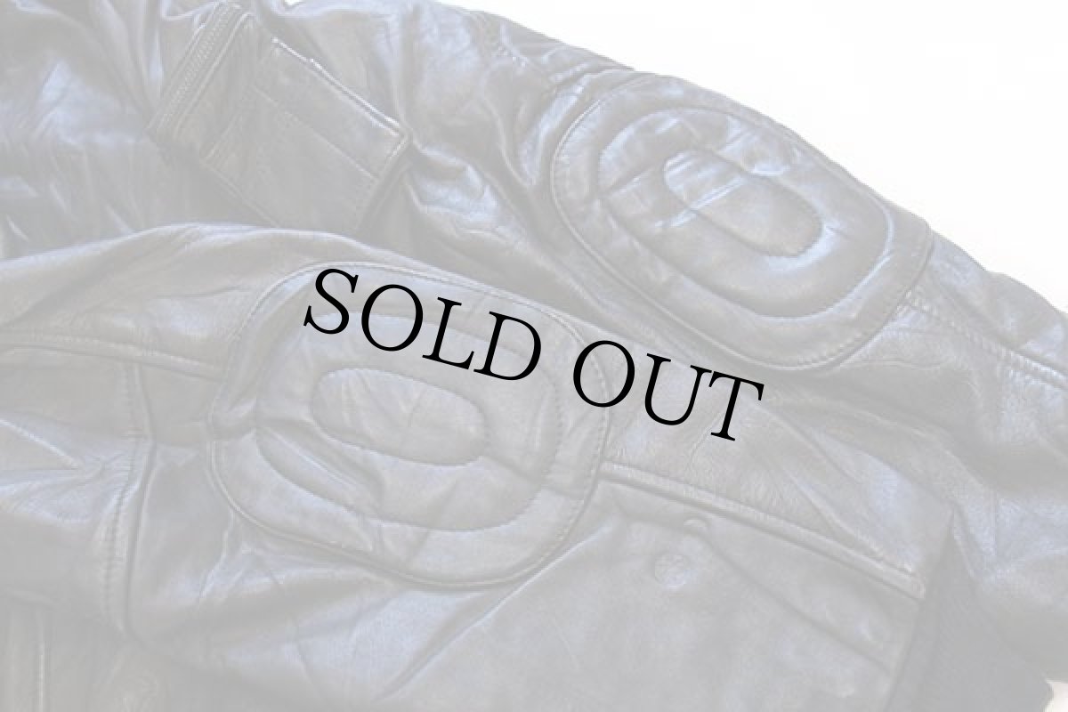 画像8: 80s YAMAHAヤマハ キルティングライナー レザージャケット 黒 46 (8)