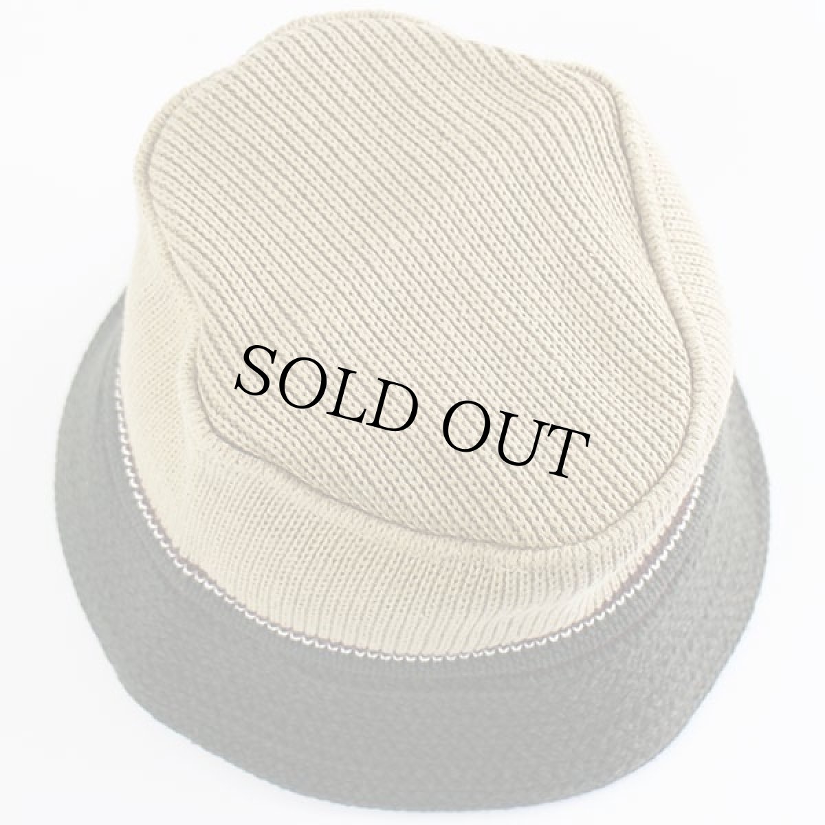 画像4: デッドストック★00s UNKNOWN ツートン ライン入り コットンニット バケットハット 58★A (4)