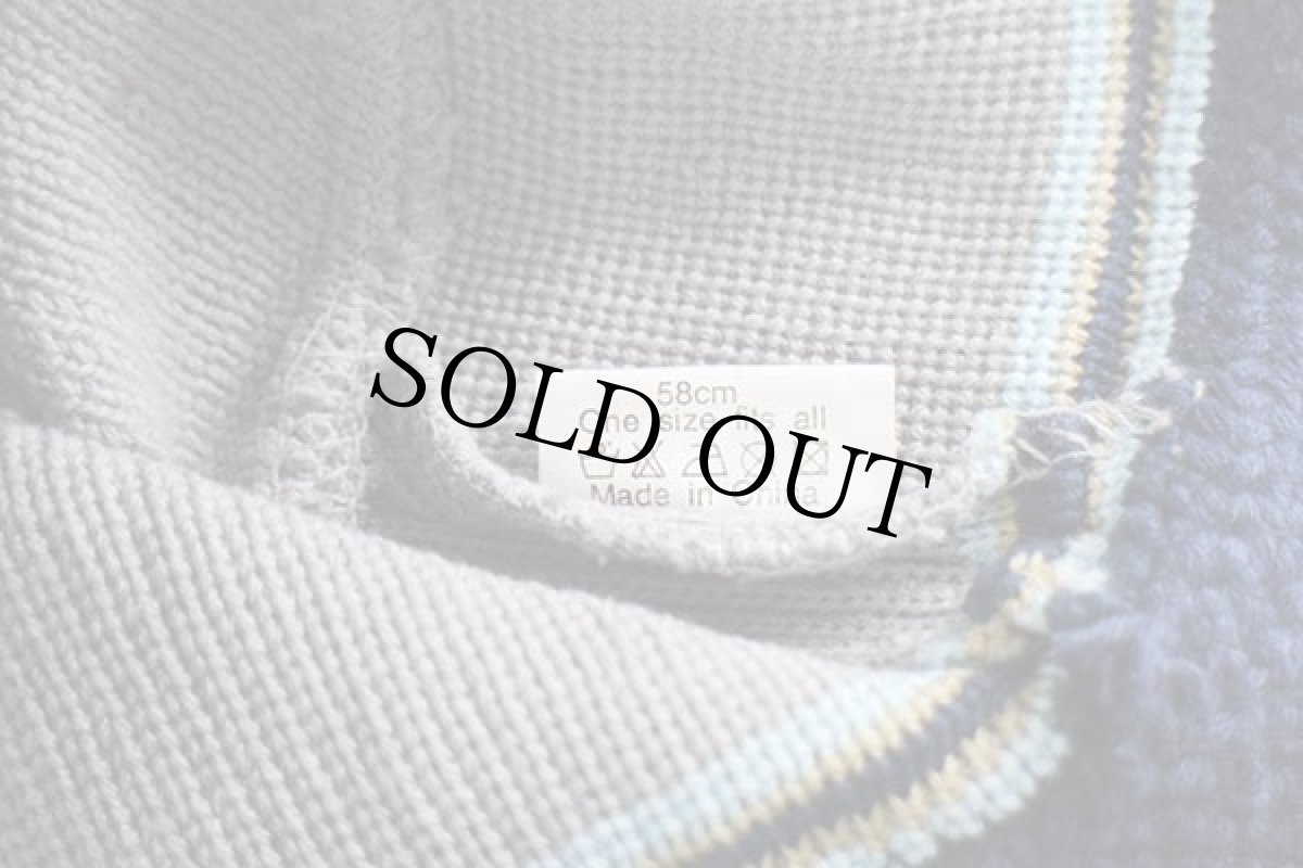 画像6: デッドストック★00s UNKNOWN ツートン ライン入り コットンニット バケットハット 58★B (6)