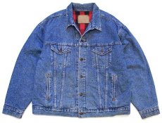 画像1: 90s USA製 Levi'sリーバイス 70417 バッファローチェック ネルライナー デニムジャケット 4ポケット★特大 (1)