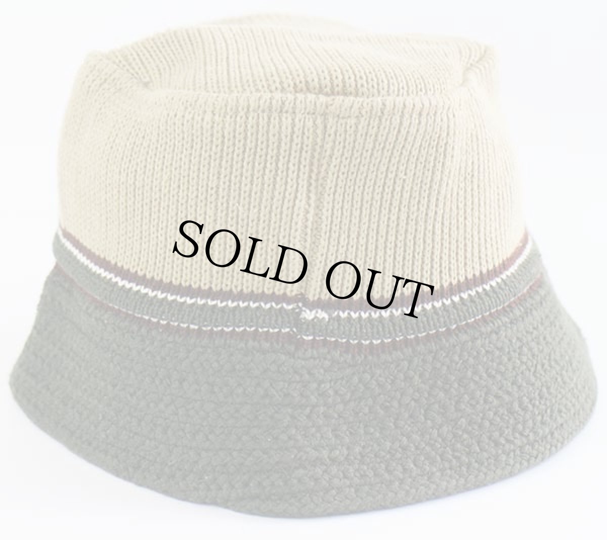 画像3: デッドストック★00s UNKNOWN ツートン ライン入り コットンニット バケットハット 58★A (3)