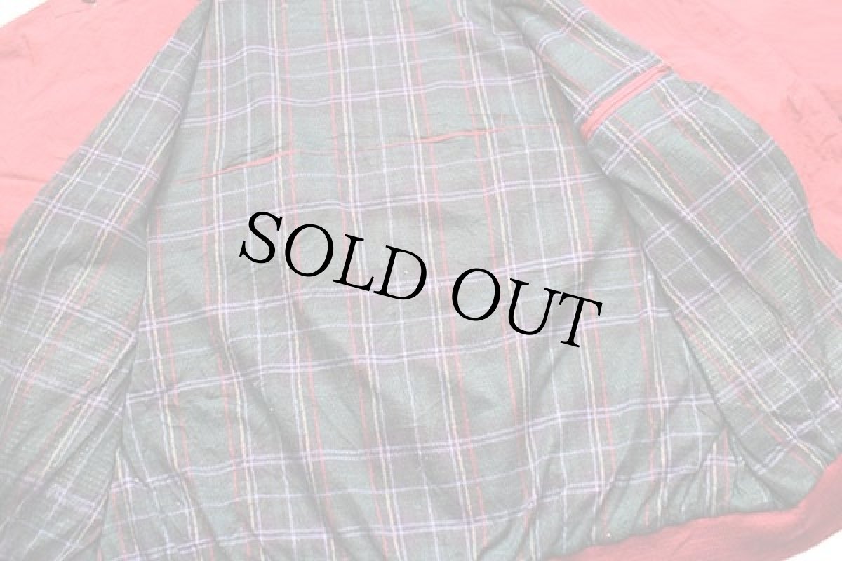 画像5: 90s L.L.Bean タータンチェックライナー ナイロン ハリントンジャケット 濃赤 L (5)