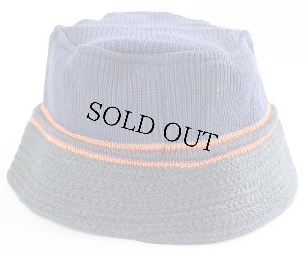 画像3: デッドストック★00s UNKNOWN ツートン ライン入り コットンニット バケットハット 58★C (3)