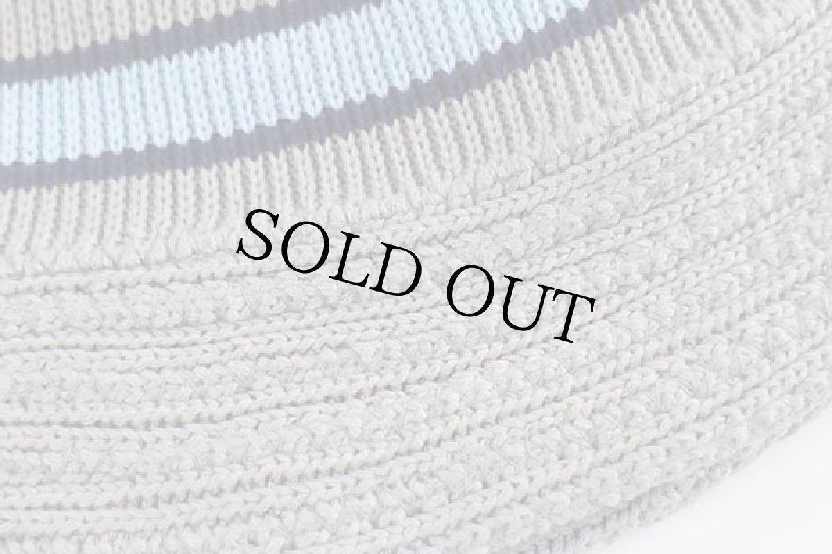 画像7: デッドストック★00s UNKNOWN ライン入り コットンニット バケットハット グレー (7)