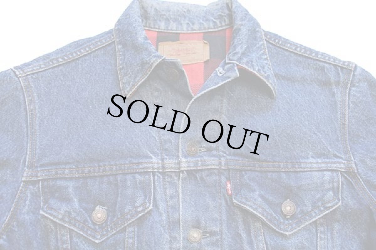 画像3: 80s USA製 Levi'sリーバイス 71411 バッファローチェック ネルライナー デニムジャケット 4ポケット 38L★ロング (3)