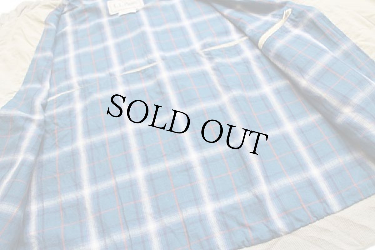 画像5: 90s USA製 L.L.Bean タータンチェックライナー ナイロン ハリントンジャケット ベージュ L (5)