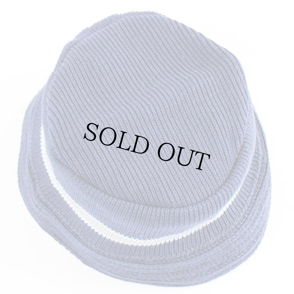 画像4: デッドストック★00s UNKNOWN ライン入り コットンニット バケットハット 紺 (4)