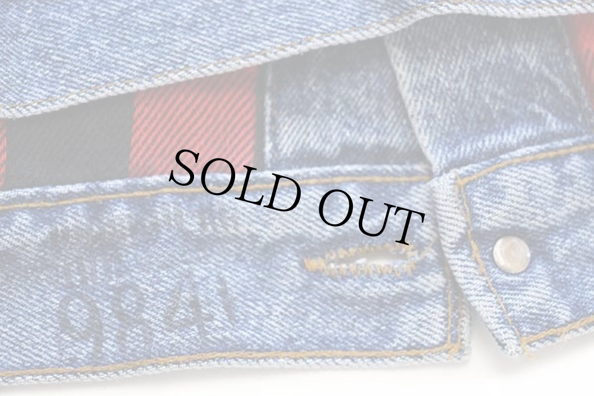画像7: 90s USA製 Levi'sリーバイス 70417 バッファローチェック ネルライナー デニムジャケット 4ポケット★特大 (7)