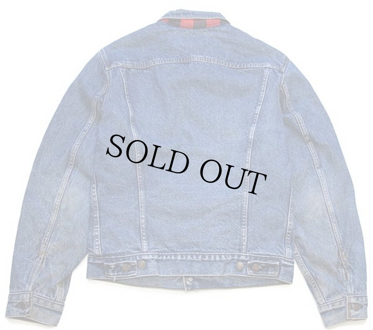 画像2: 80s USA製 Levi'sリーバイス 71411 バッファローチェック ネルライナー デニムジャケット 4ポケット 38L★ロング (2)