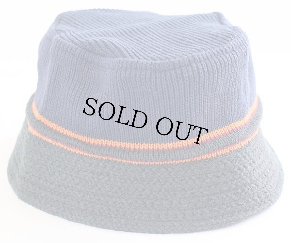 画像2: デッドストック★00s UNKNOWN ツートン ライン入り コットンニット バケットハット 58★C (2)