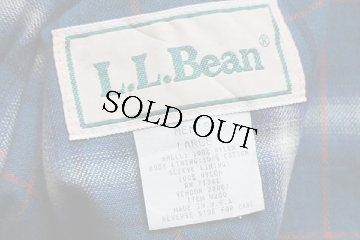 画像4: 90s USA製 L.L.Bean タータンチェックライナー ナイロン ハリントンジャケット ベージュ L (4)