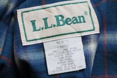 画像4: 90s USA製 L.L.Bean タータンチェックライナー ナイロン ハリントンジャケット ベージュ L (4)