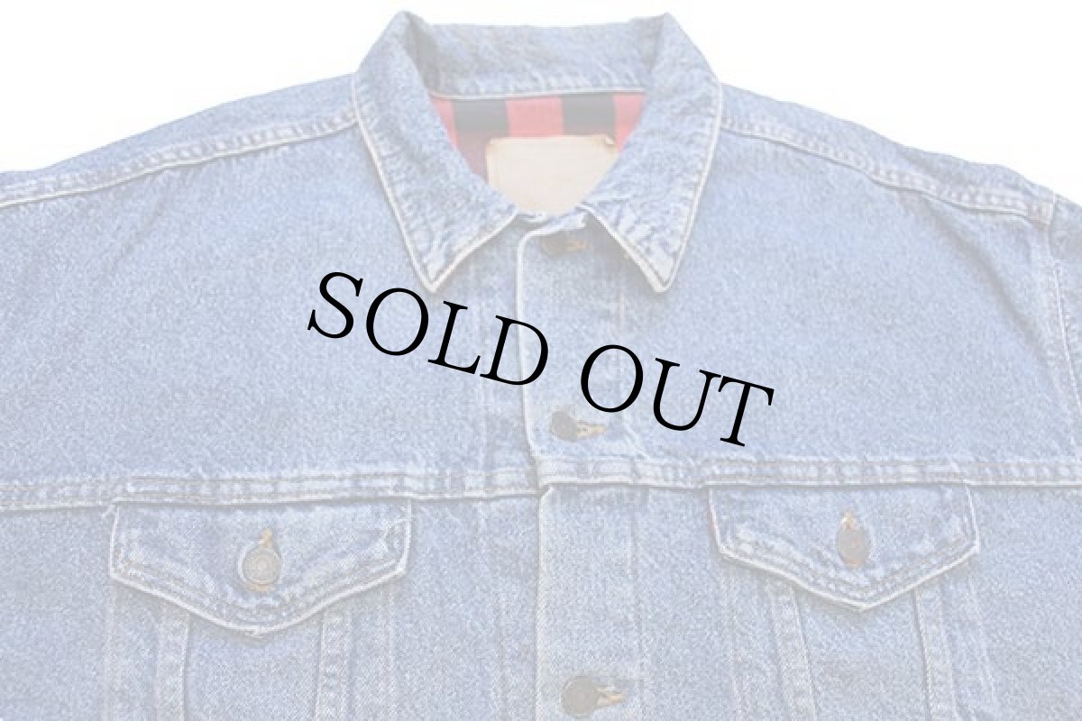 画像3: 90s USA製 Levi'sリーバイス 70417 バッファローチェック ネルライナー デニムジャケット 4ポケット★特大 (3)
