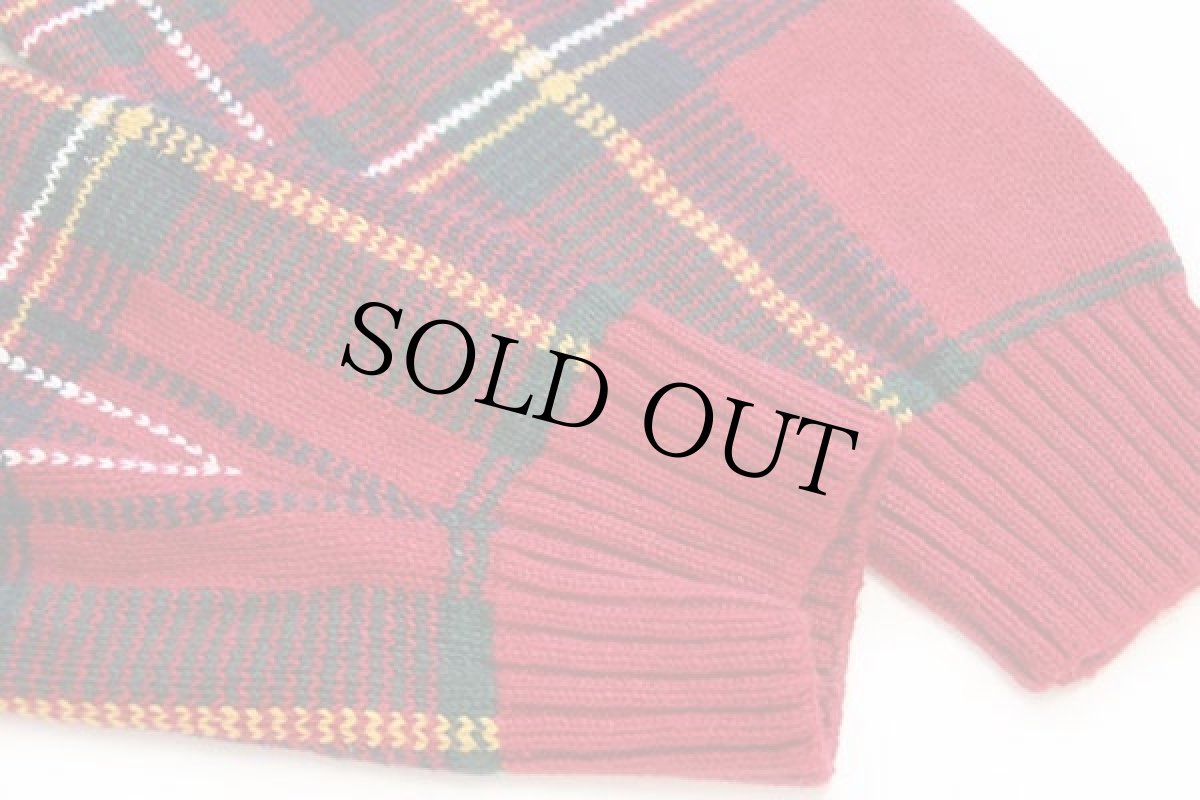 画像6: 00s CHAPS ラルフローレン タータンチェック リネン×コットンニット セーター L (6)