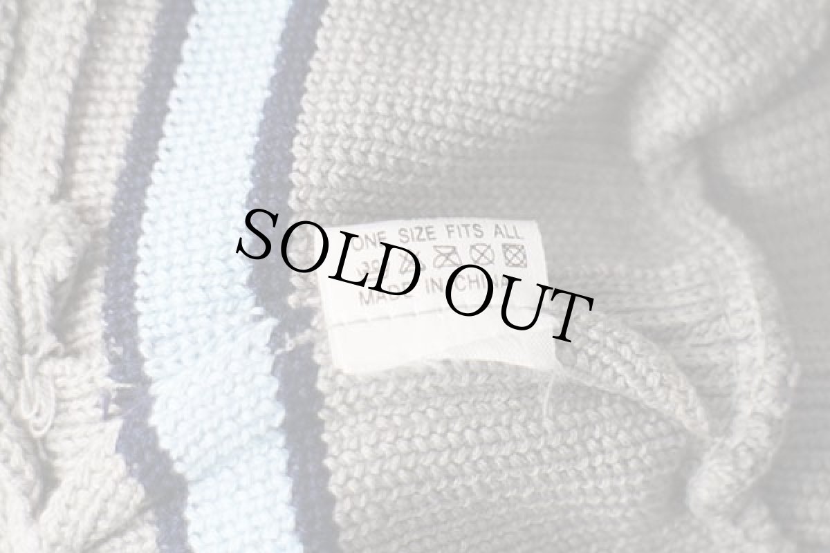 画像6: デッドストック★00s UNKNOWN ライン入り コットンニット バケットハット グレー (6)