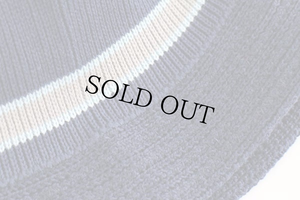 画像7: デッドストック★00s UNKNOWN ライン入り コットンニット バケットハット 紺 (7)