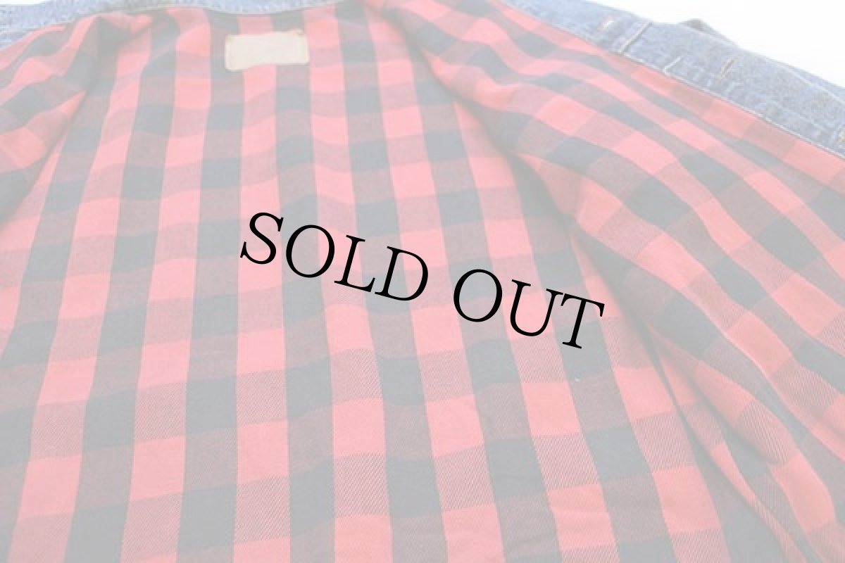 画像6: 90s USA製 Levi'sリーバイス 70417 バッファローチェック ネルライナー デニムジャケット 4ポケット★特大 (6)