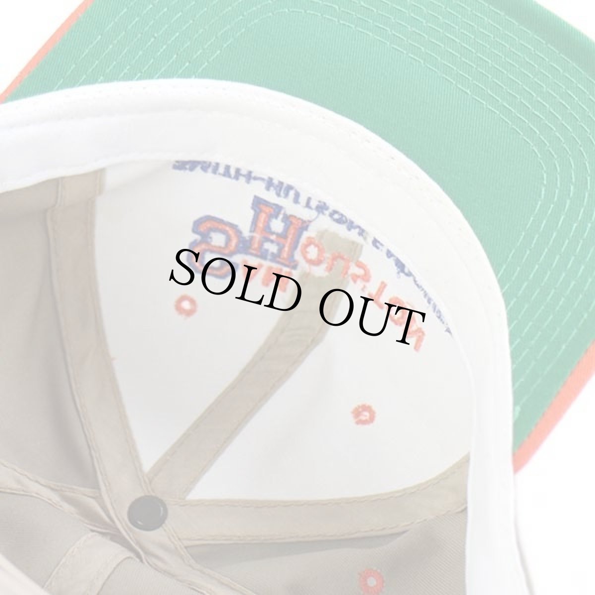 画像6: 90s SAM HOUSTON 刺繍 ツートン 切り替え キャップ カーキ×オレンジ (6)