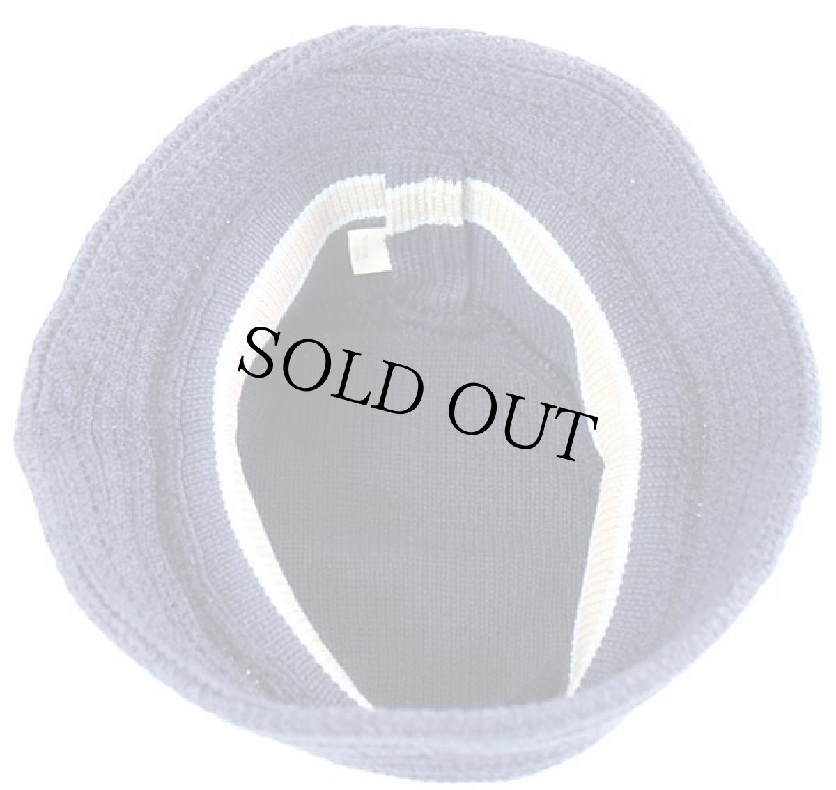 画像5: デッドストック★00s UNKNOWN ライン入り コットンニット バケットハット 紺 (5)