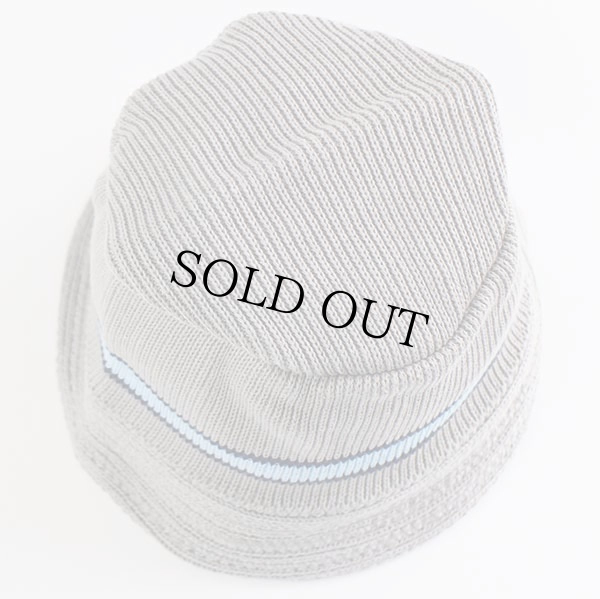 画像4: デッドストック★00s UNKNOWN ライン入り コットンニット バケットハット グレー (4)