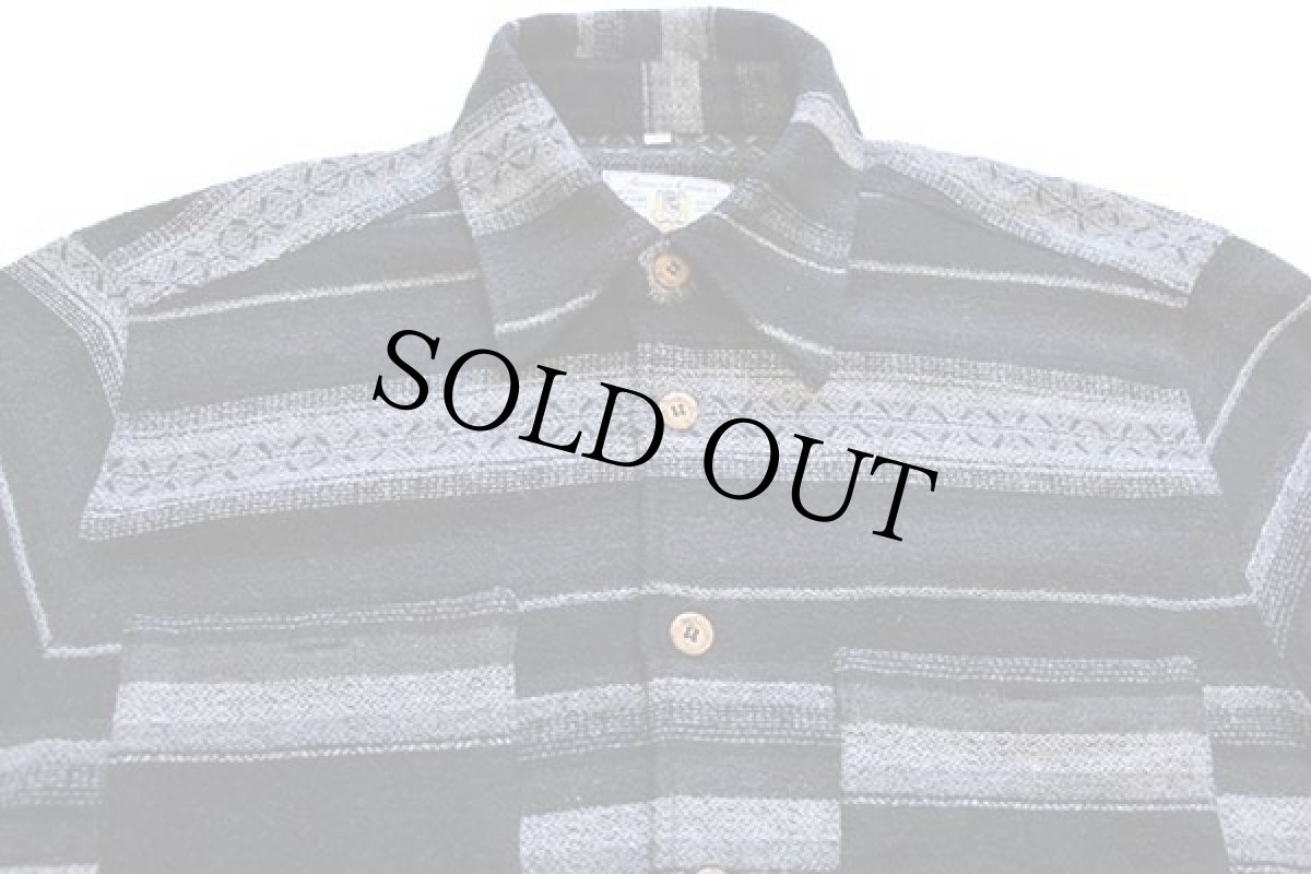 画像3: 90s イタリア製 Azzurra ラグ柄 ウール混 シャツ L (3)