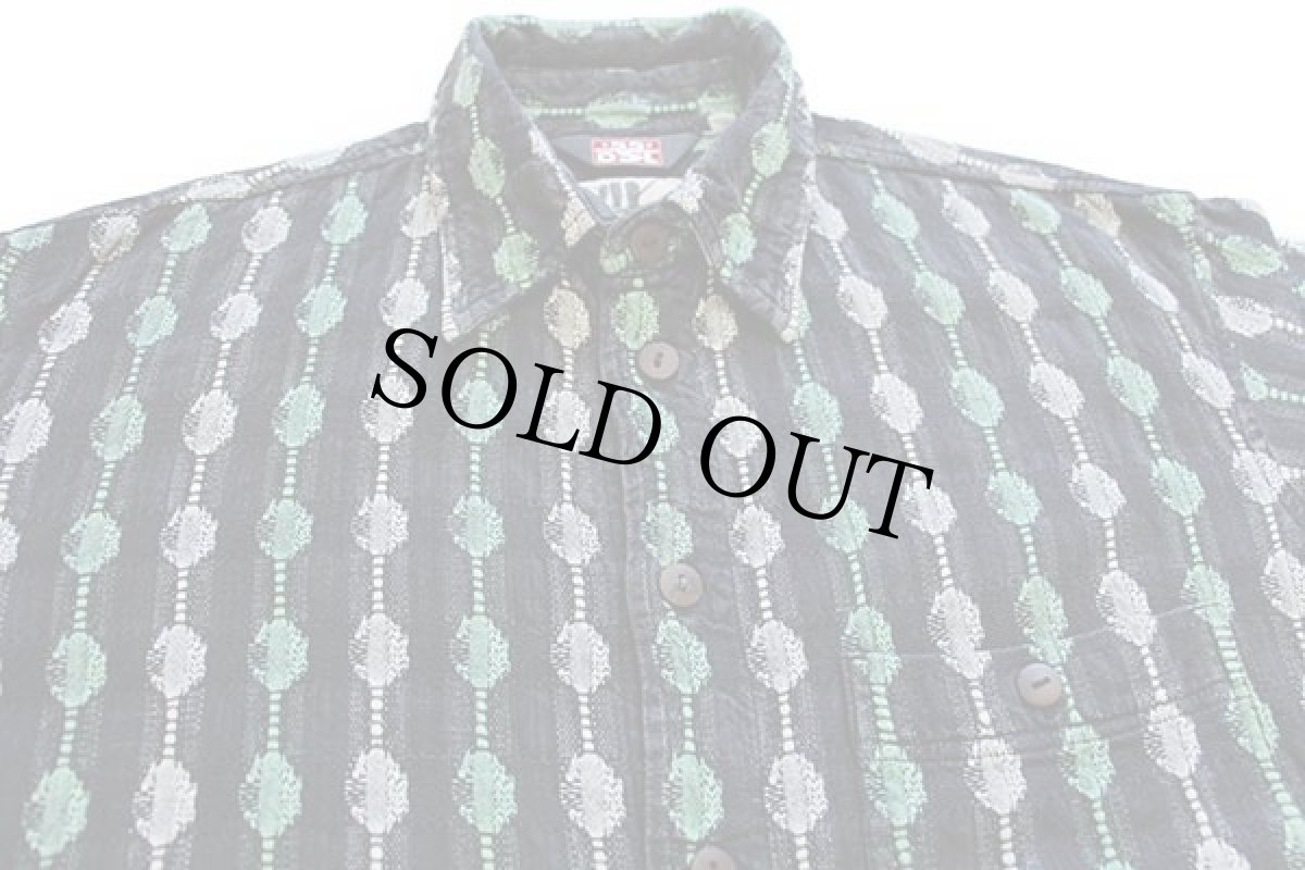 画像3: 90s DIESELディーゼル 55DSL フィフティファイブ 織り柄 コットン グランパシャツ★インド綿 (3)