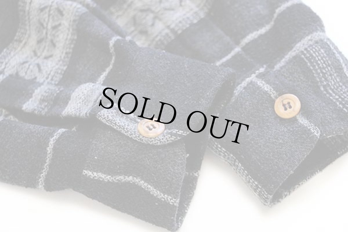 画像6: 90s イタリア製 Azzurra ラグ柄 ウール混 シャツ L (6)