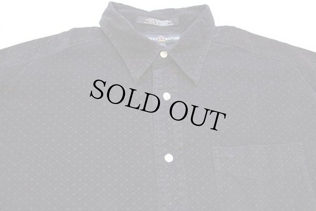 画像3: 90s TOMMY HILFIGERトミーヒルフィガー 総柄 コットン プリントコーデュロイシャツ 黒 L (3)