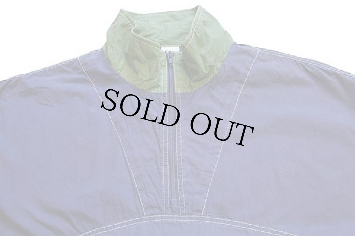 画像3: 00s GAPギャップ ハーフジップ プルオーバー コットンポプリン ジャケット ナス紺×薄緑★特大 (3)