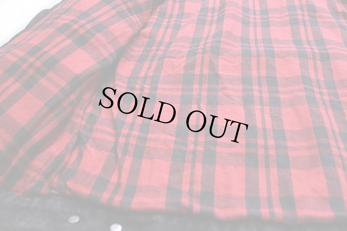 画像5: 80s USA製 Levi'sリーバイス 70411 チェック ネルライナー 先染め ブラックデニムジャケット 4ポケット L (5)