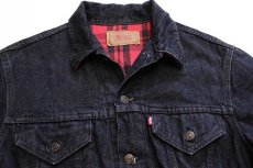 画像3: 80s USA製 Levi'sリーバイス 70411 チェック ネルライナー 先染め ブラックデニムジャケット 4ポケット L (3)