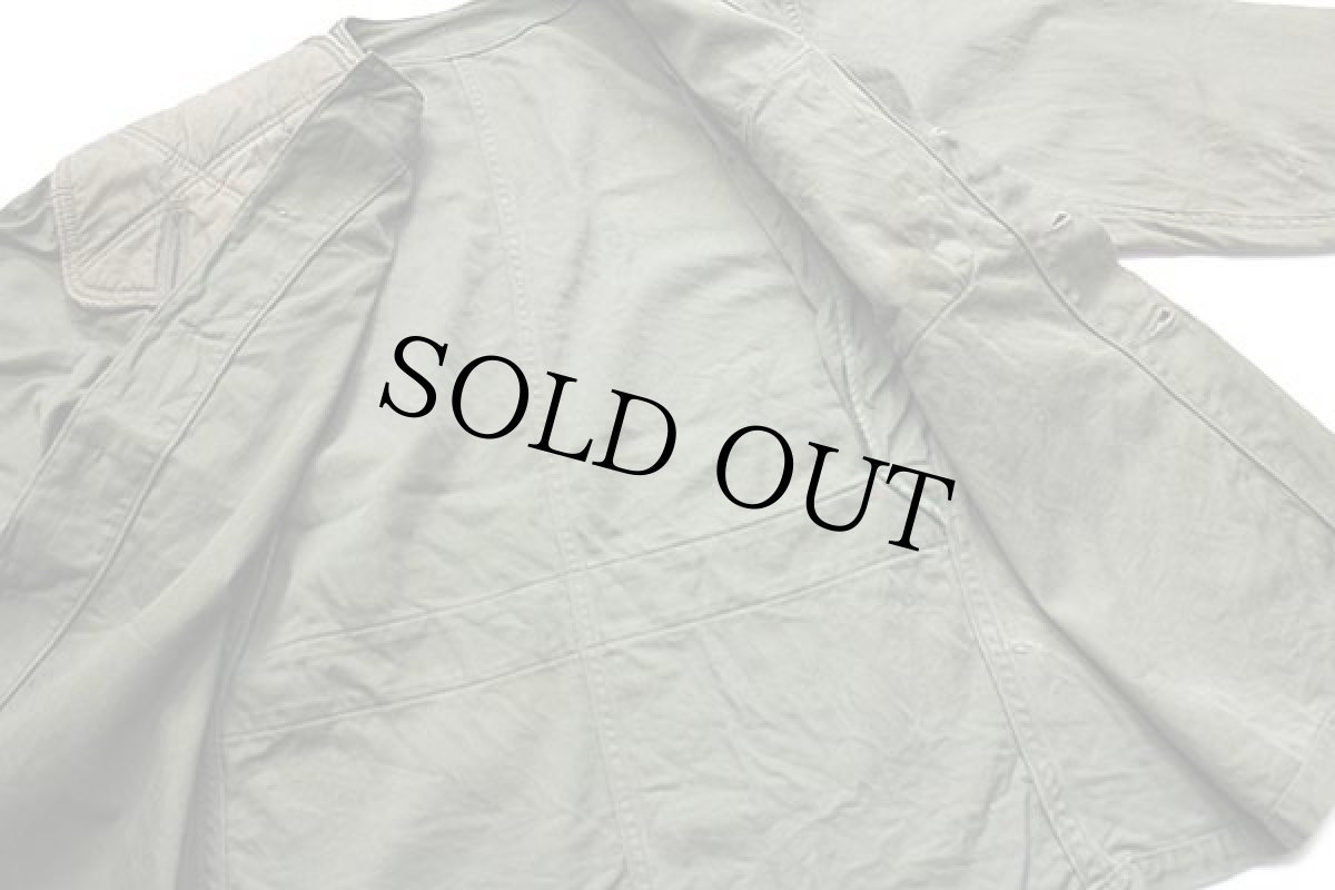 画像5: 60s 米軍 USMC ステンシル ノーカラー コットンサテン シューティングジャケット ボロ オリーブグリーン (5)