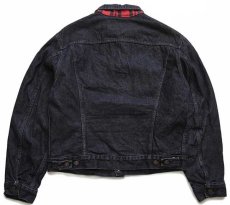 画像2: 80s USA製 Levi'sリーバイス 70411 チェック ネルライナー 先染め ブラックデニムジャケット 4ポケット L (2)