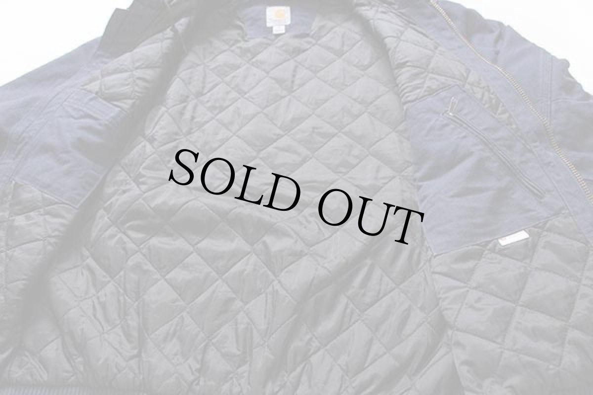 画像5: メキシコ製 carharttカーハート THINSULATEキルティングライナー WASHED DUCK ダック地 アクティブジャケット パーカー 紺 M (5)