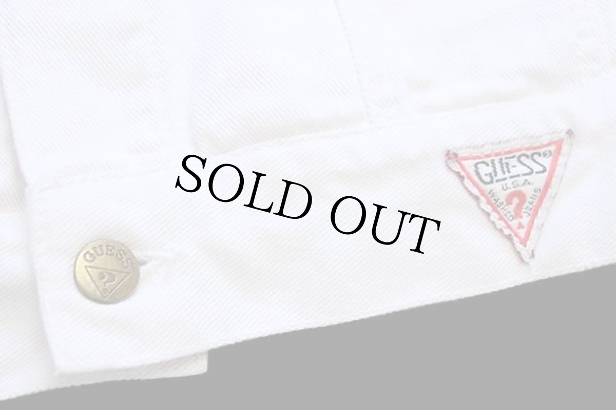 画像5: 90s USA製 GUESSゲス ホワイト デニムジャケット 4ポケット L (5)