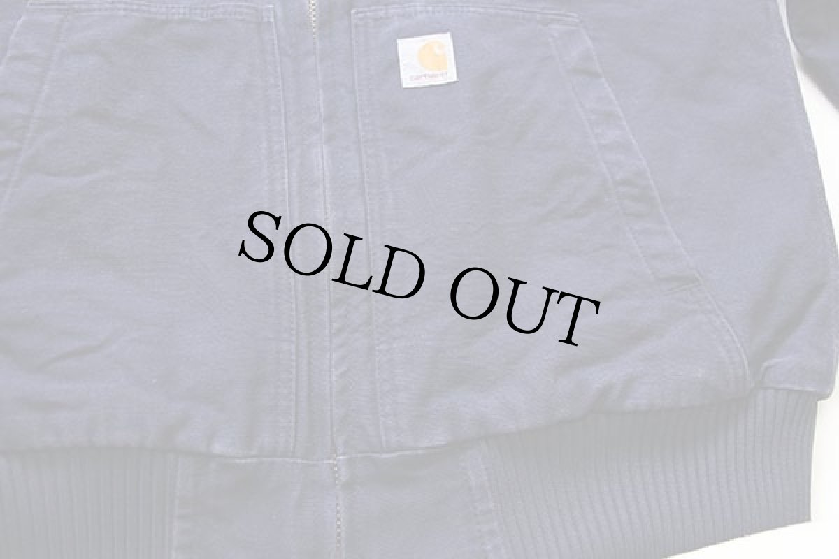 画像6: メキシコ製 carharttカーハート THINSULATEキルティングライナー WASHED DUCK ダック地 アクティブジャケット パーカー 紺 M (6)