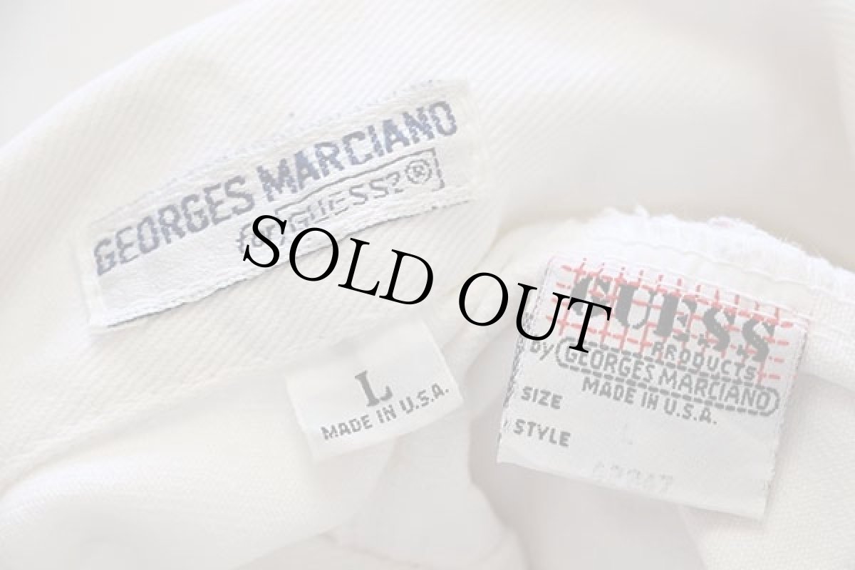 画像4: 90s USA製 GUESSゲス ホワイト デニムジャケット 4ポケット L (4)