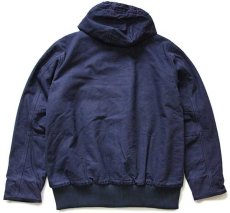 画像2: メキシコ製 carharttカーハート THINSULATEキルティングライナー WASHED DUCK ダック地 アクティブジャケット パーカー 紺 M (2)