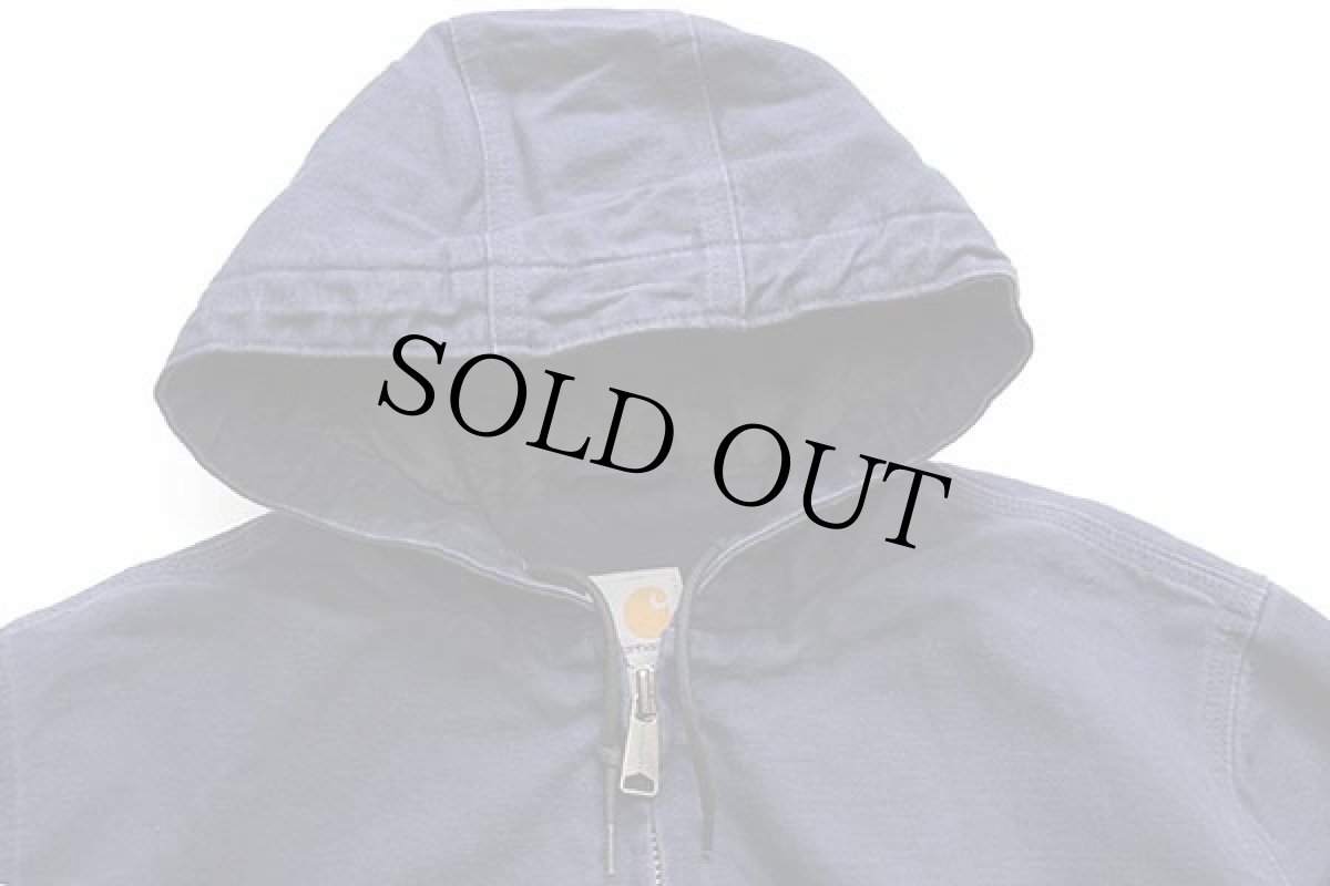 画像3: メキシコ製 carharttカーハート THINSULATEキルティングライナー WASHED DUCK ダック地 アクティブジャケット パーカー 紺 M (3)