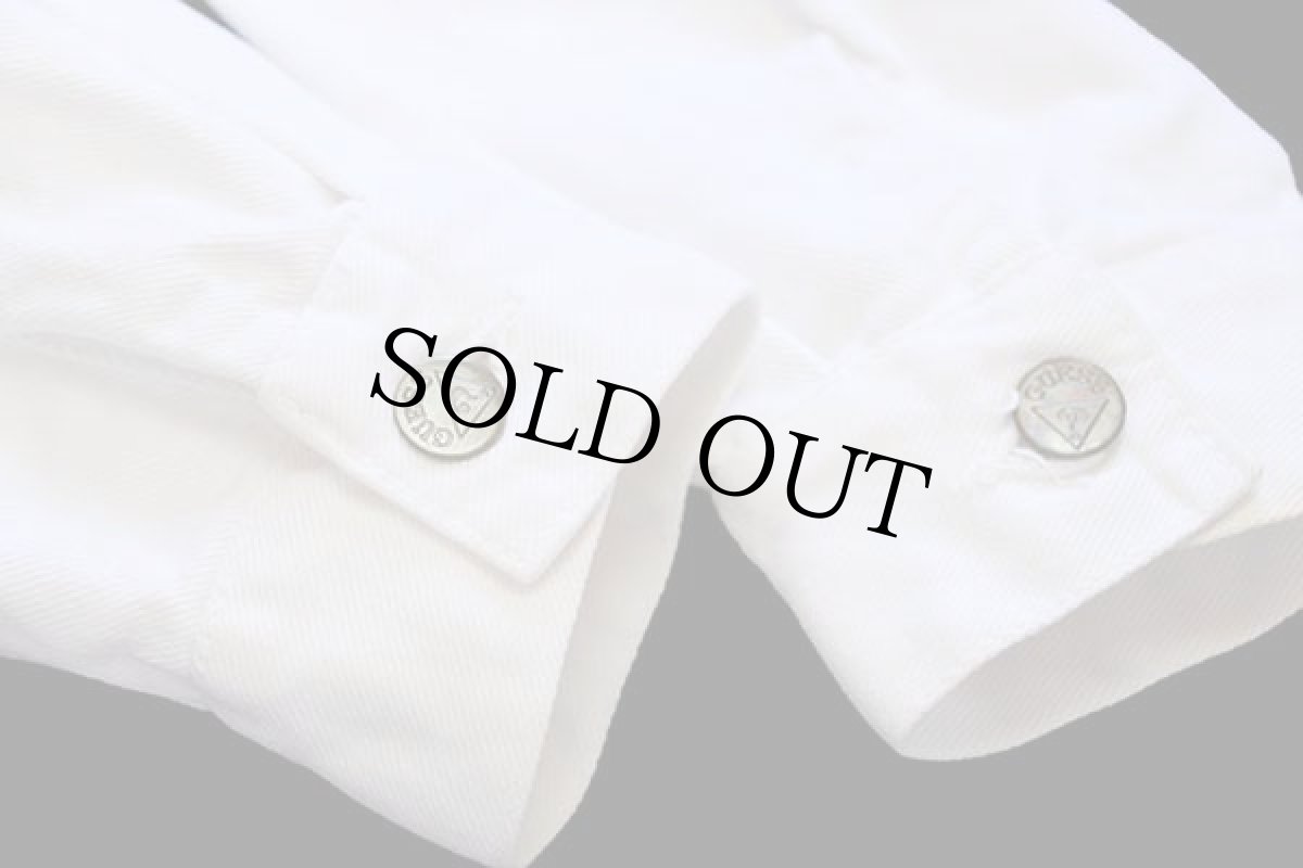 画像6: 90s USA製 GUESSゲス ホワイト デニムジャケット 4ポケット L (6)