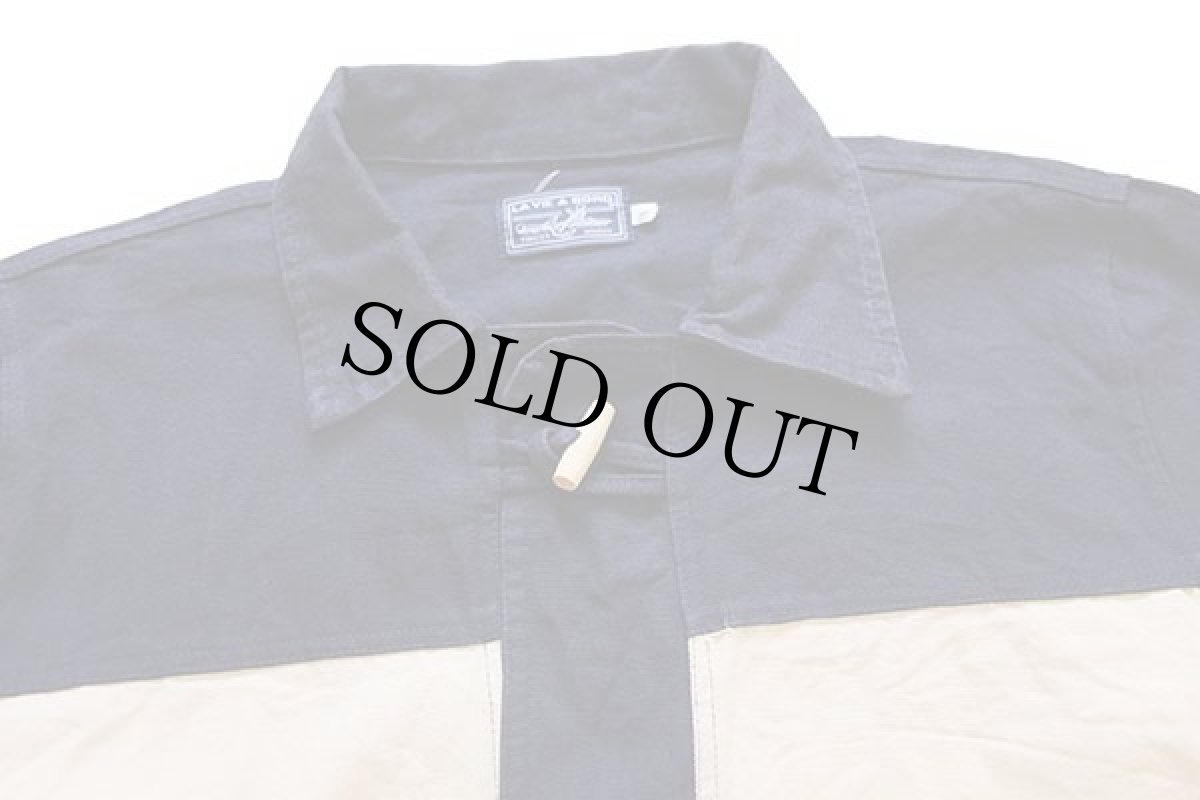 画像3: フランス製 LA VIE A BORD ツートン 切り替え コットン キャンバス ジャケット 紺×アイボリー 1 (3)