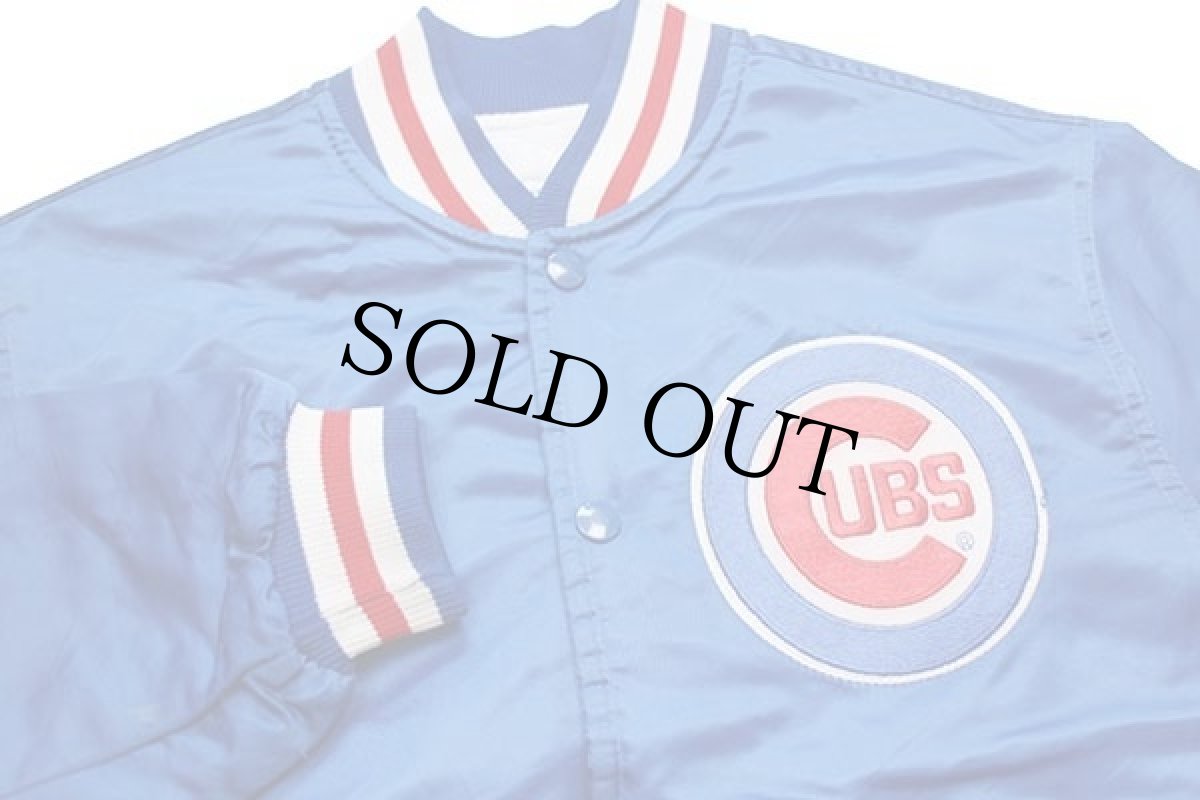 画像3: 90s USA製 STARTERスターター MLB CHICAGO CUBS パッチ付き キルティングライナー ナイロンスタジャン 青 YOUTH L (3)