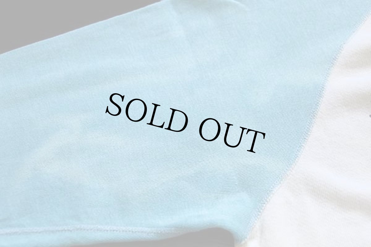 画像5: 70s NFL MIAMI DOLPHINS 染み込みプリント ツートン 切り替え スウェット ボロ 白×水色 (5)