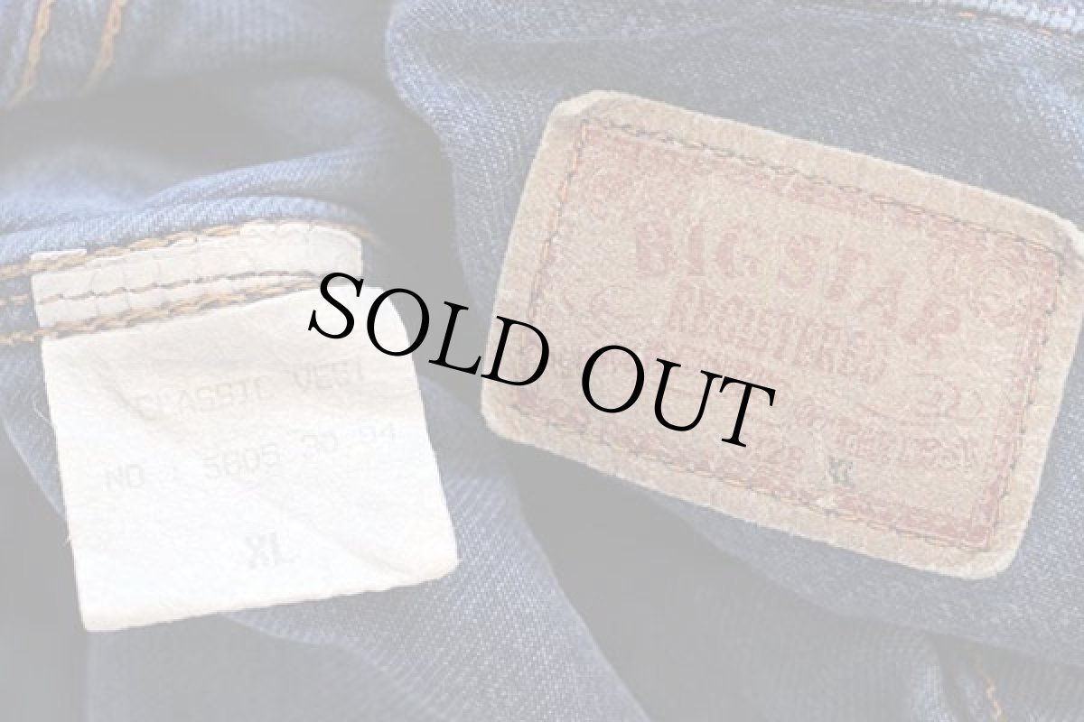 画像4: 90s BIG STAR ダメージ カラーデニムベスト 4ポケット 後染め 薄紺 XL (4)