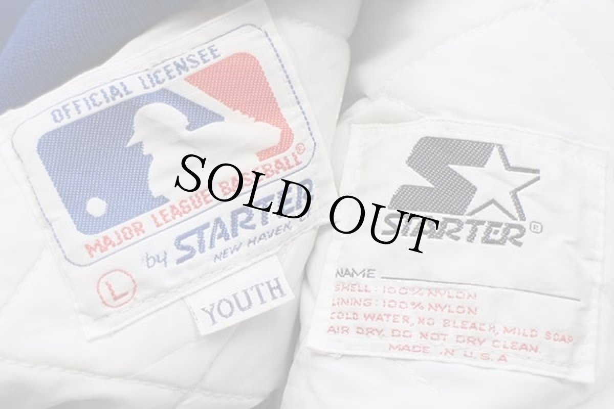 画像4: 90s USA製 STARTERスターター MLB CHICAGO CUBS パッチ付き キルティングライナー ナイロンスタジャン 青 YOUTH L (4)