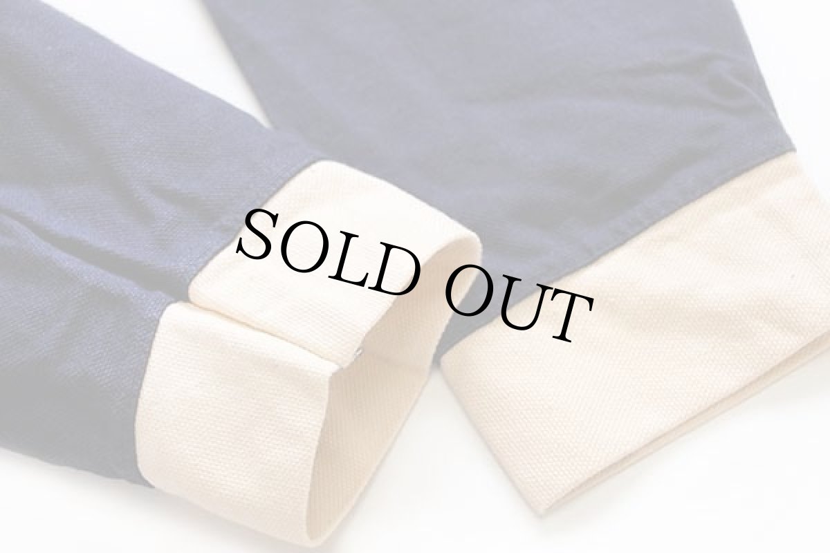 画像6: フランス製 LA VIE A BORD ツートン 切り替え コットン キャンバス ジャケット 紺×アイボリー 1 (6)